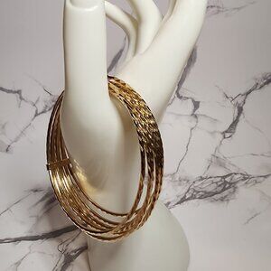 7 day Diamond-Cut Bangle Bracelets Gold Tone 925 Silver Semanario